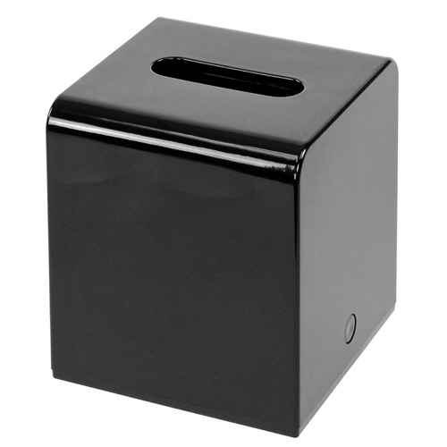 Tissue Box Cover, Gedy 2001-14, Shiny Square Black Tissue Cover Made of Thermoplastic Resins 2001-14